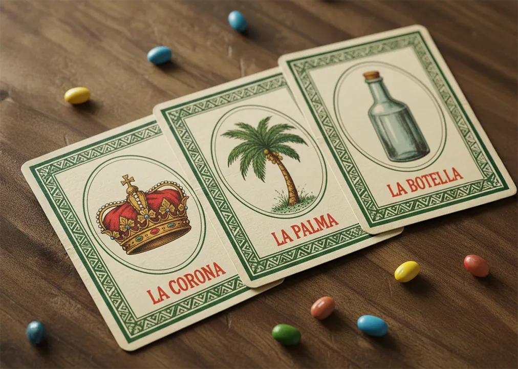 Las cartas de la corona, la palma y la botella Las cartas de la corona, la palma y la botella