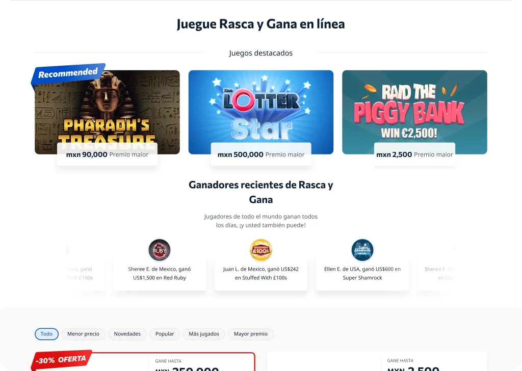 Funciones mejoradas para una experiencia de Rasca y Gana más fluida*
